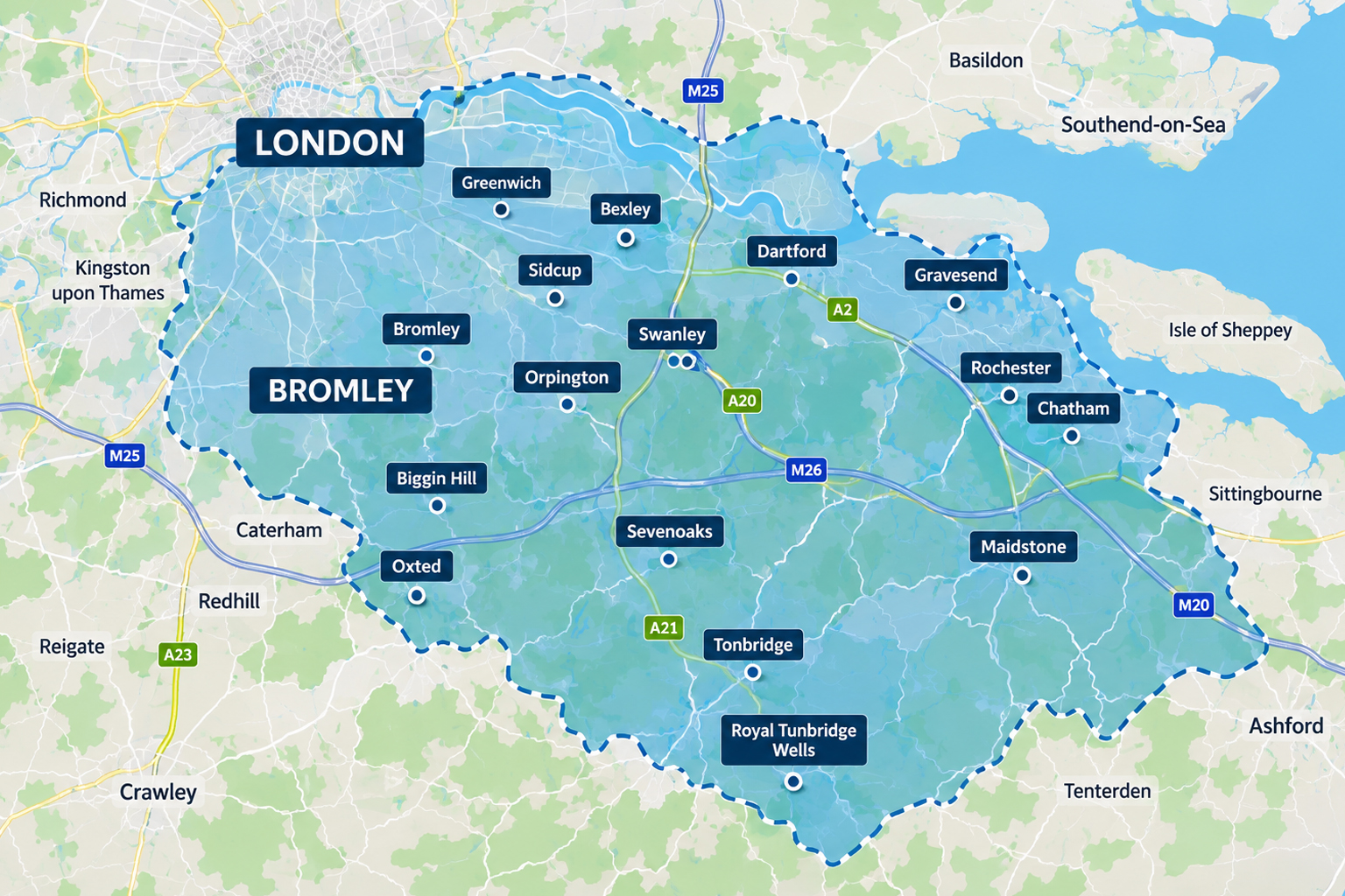 CK Roofing Group Service Area Map